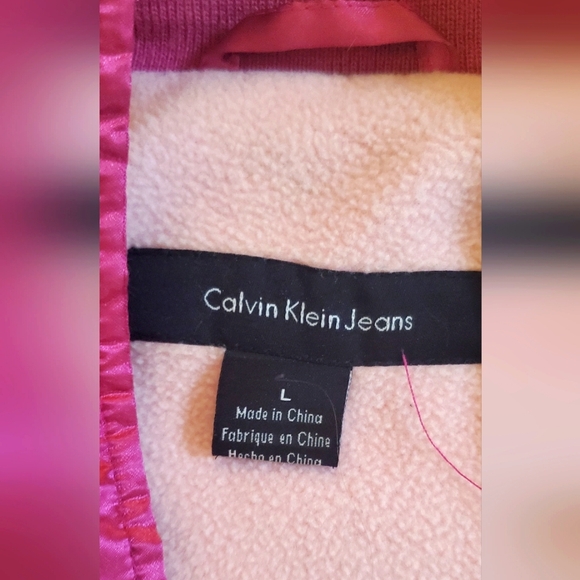 CALVIN KLEIN Y2K PUFFER BOMBER JACKET SATIN FUCHSIA L - Picture 6 of 6